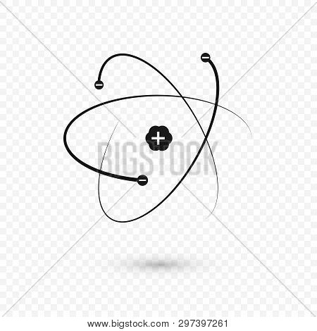 Atom Structure Nucleus And Electrons. Atom Icon.  Vector Illustration Isolated On Transparent Backgr