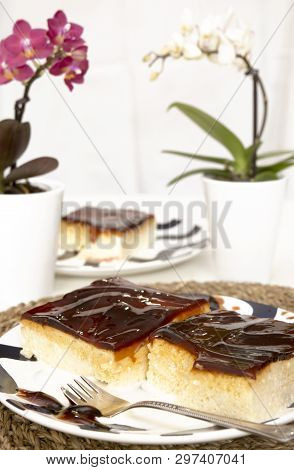Albanian Traditional Trilece Caramel Dairy Dessert Cake