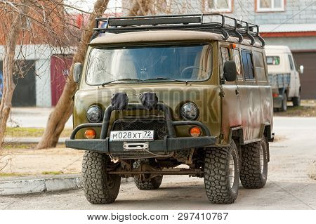 Tyumen, Russia - April 23, 2019: The Uaz-452 Is A Family Of Off-road Vans Produced At The Ulyanovsk 
