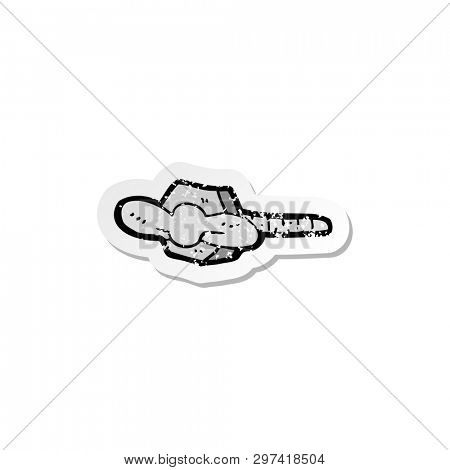 retro distressed sticker of a cartoon nut and bolt