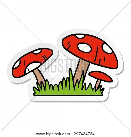 hand drawn sticker cartoon doodle of a toad stool