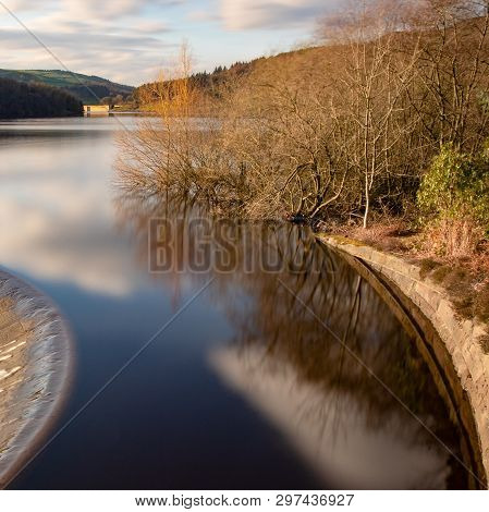 Overflow Or Bellmouth, Ladybower Reservoir In The Peak District National Park. The Reservoir Has Two