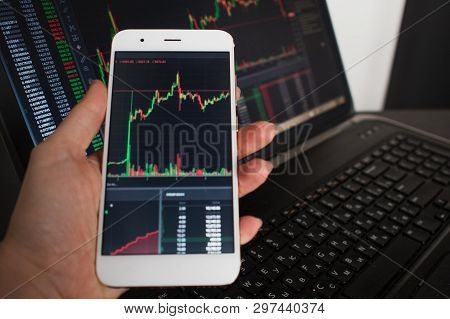 Cross-platform Services For Investments In Cryptocurrency. The User Monitors The Securities Market O