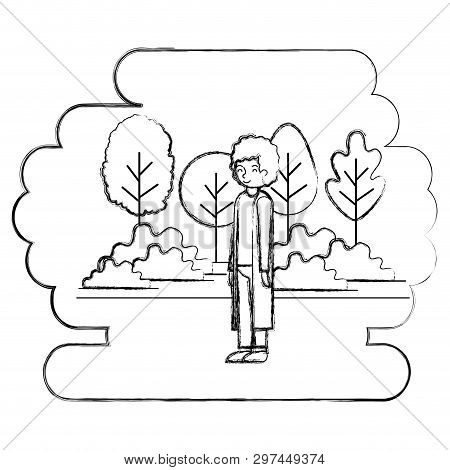 Man In The Park Scene Vector Illustration Design