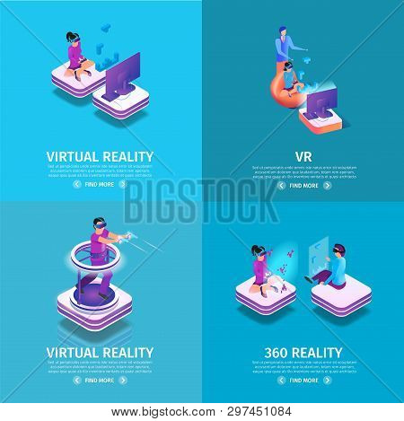 Vr Square Banners Set Vector Photo Free Trial Bigstock