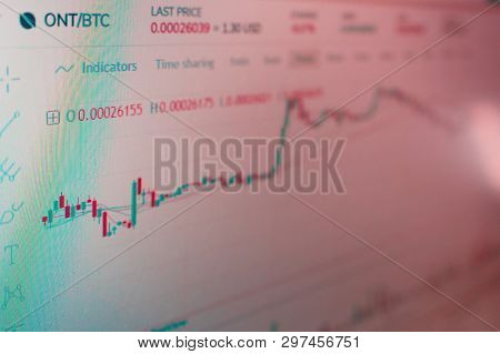 Application Interface For Ontology Cryptocurrency Trading . Photo Of The Computer Screen. The Volati