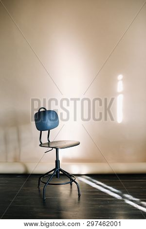 Black Chair Isolated On Light Background. Series Of Furniture.