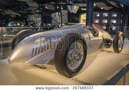 Riga, Latvia-february 18, 2019: 1936 Auto Union V16 In The Riga Motor Museum