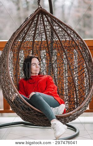 Woman Relaxing In The Forest On Weekeend