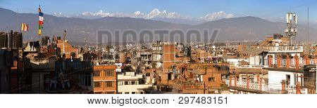 Evening Panoramic View Of Patan Or Pathan Town And Kathmandu City With Himalayas Mountains, Nepal