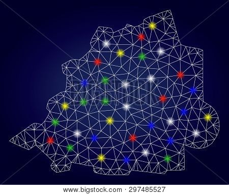 Wire Frame Polygonal Vector Vatican Map With Colored Light Spots
