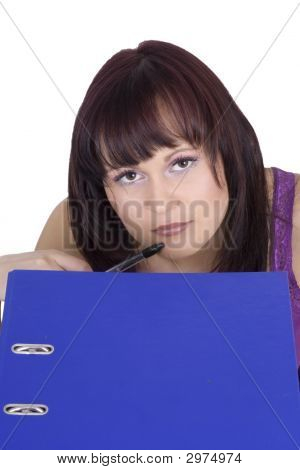 Woman And Folders