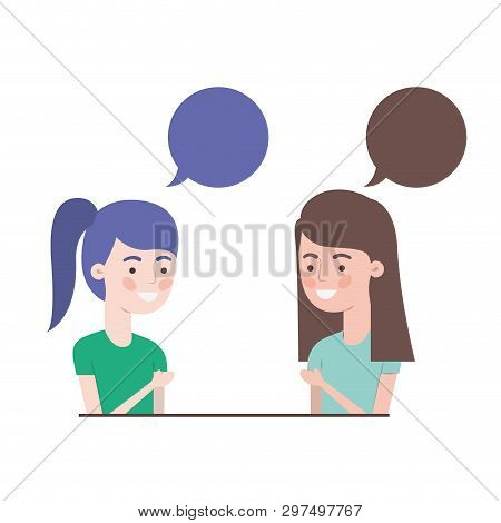 Women With Speech Bubble Avatar Character Vector Illustration Design