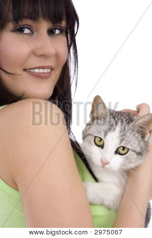 Woman And Cat