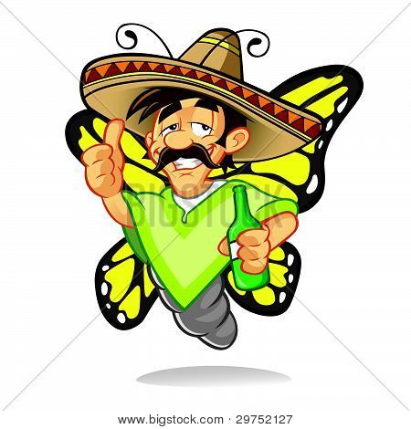 Kreslený Sombrero Drunken Butterfly