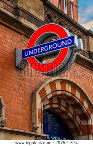 London, Uk - May 12 2018: London Underground At St Pancras Station, A Central London Railway Terminu