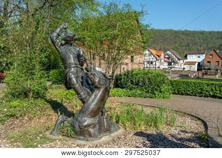 Bodenwerder, Germany, 21/04/2019: Sculpture of the 