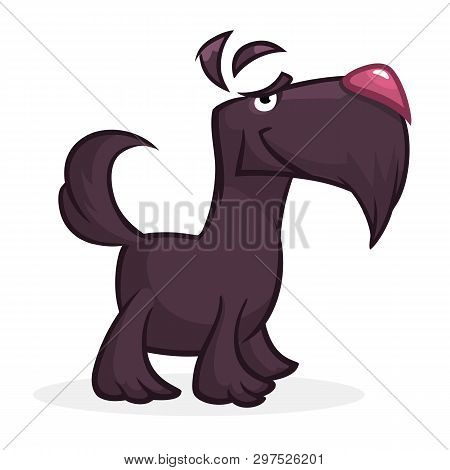 Pretty And Funny Scottish Terrier Dog Cartoon Illustration