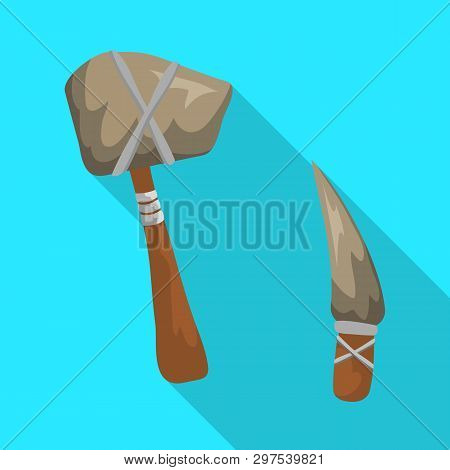 Vector Design Of Prehistoric And Weapon Icon. Collection Of Prehistoric And Flint Stock Symbol For W