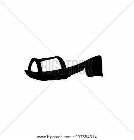 Sabot Shoe Icon Isolated On White Background. Dry Brush Vector Illustration.
