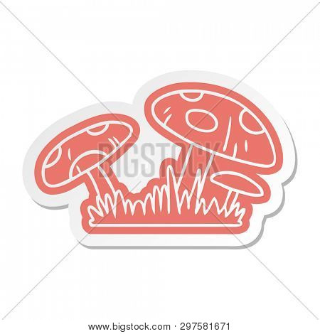 cartoon sticker of a toad stool