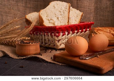 Breads And Butter Concept Of Teasty Home Food Close Up On Table