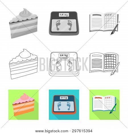 Vector Illustration Of Diet And Treatment  Symbol. Set Of Diet And Medicine Vector Icon For Stock.