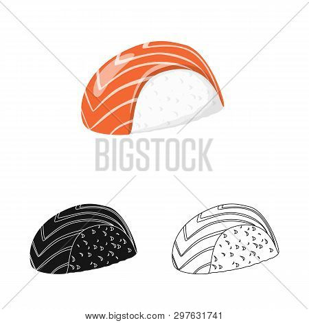 Vector Illustration Of Rice And Boiled  Logo. Set Of Rice And Fish  Vector Icon For Stock.