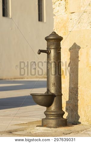 Typical Drinking Fountain In The South Of Italy, The City Of Santa Maria Di Leuca, Salento, Apulia, 