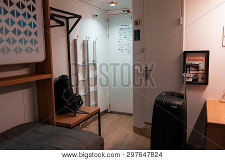 Editorial 03.25.2019 Helsinki Finland. Inside One Of The Cabins Of Silja Serenade