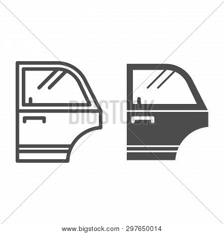 Door Of Automobile Line And Glyph Icon. Car Detail Vector Illustration Isolated On White. Car Part O