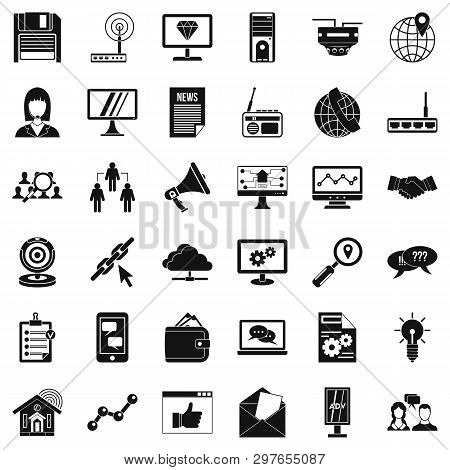 Helpdesk Icons Set. Simple Style Of 36 Helpdesk Icons For Web Isolated On White Background