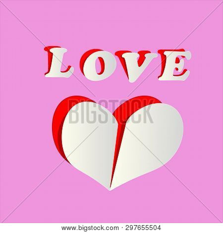 Postcard. Separated Heart On Paper. Beloved Man For The Holiday