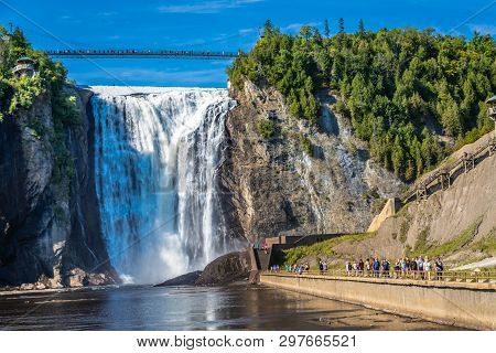Quebec, Canada - September 16, 2018: The Montmorency Falls Is A Waterfall On The Montmorency River I