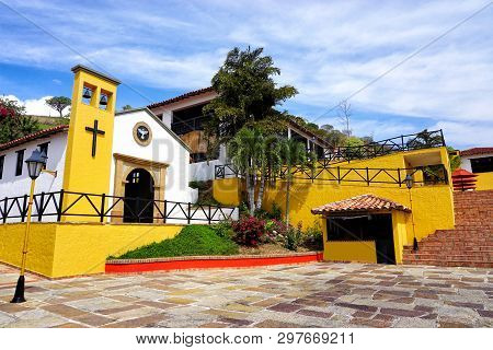 View Of The Chapel At The Entrance Of The Chicamocha National Park In Santander, Colombia
