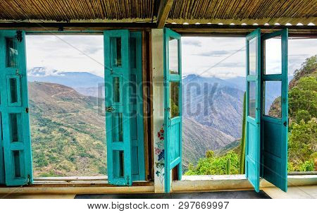 Canyon View From The Window In A Country House In Mesa De Los Santos, Colombia