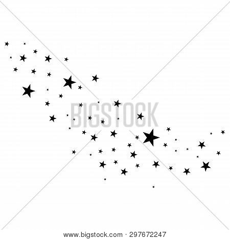 Stars On A White Background. Black Star Shooting With An Elegant Star.meteoroid, Comet, Asteroid, St