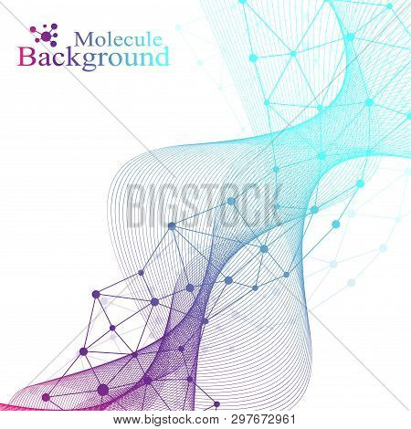 Technology Abstract Background With Connected Line And Dots. Big Data Visualization. Artificial Inte