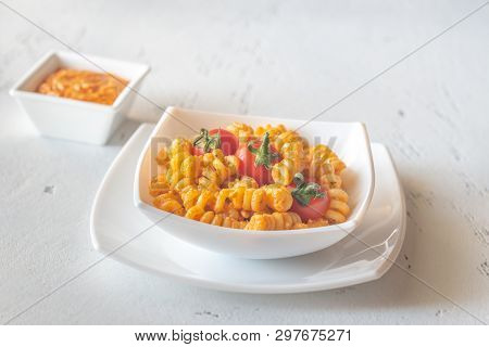 Portion Of Pasta With Tomato And Ricotta Pesto