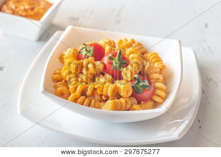 Portion Of Pasta With Tomato And Ricotta Pesto
