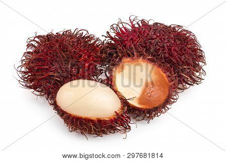 Rambutan Isolated On White Background. Tropical Fruit. Nephelium Lappaceum