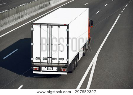 Odesa region, Ukraine, August 25, 2017 - Truck is going up the highway E95