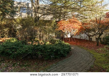 Burnaby, Canada - November 17, 2018: Simon Fraser University Campus On Burnaby Mountain.