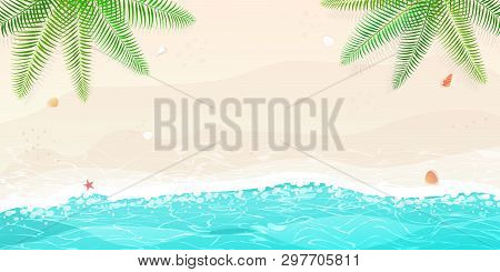 Happy Summer,beach Blue Wave,sand  Beach Vector