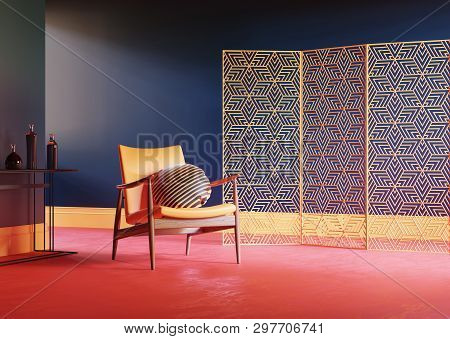 3d Render Of Colored Room With Chair