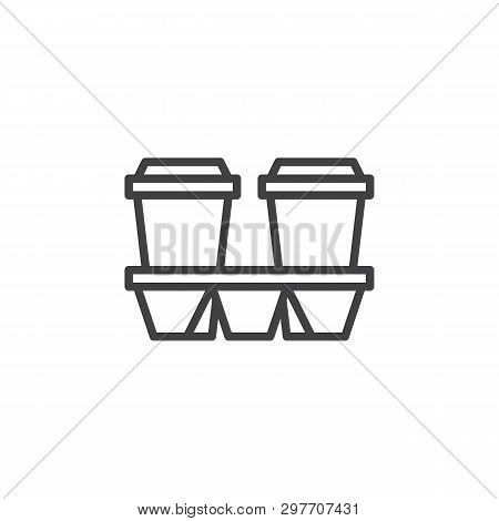 Take Away Coffee Cups Line Icon. Linear Style Sign For Mobile Concept And Web Design. Two Cardboard 