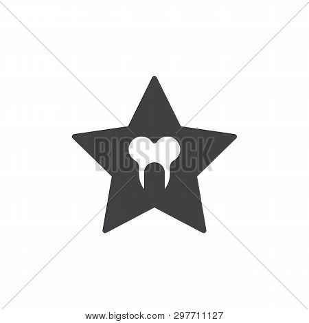 Dental Treatment Vector Icon. Filled Flat Sign For Mobile Concept And Web Design. Tooth And Star Gly