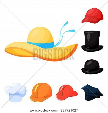 Vector Illustration Of Headgear And Napper Sign. Collection Of Headgear And Helmet Stock Vector Illu