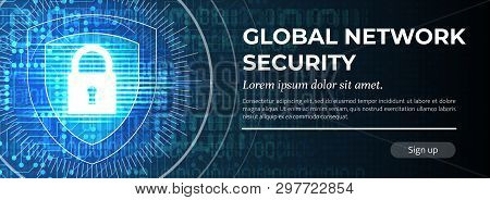 Global Network Security. The Blue Modern Background. Vector.