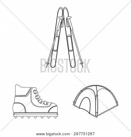 Isolated Object Of Mountaineering And Peak Logo. Collection Of Mountaineering And Camp Vector Icon F